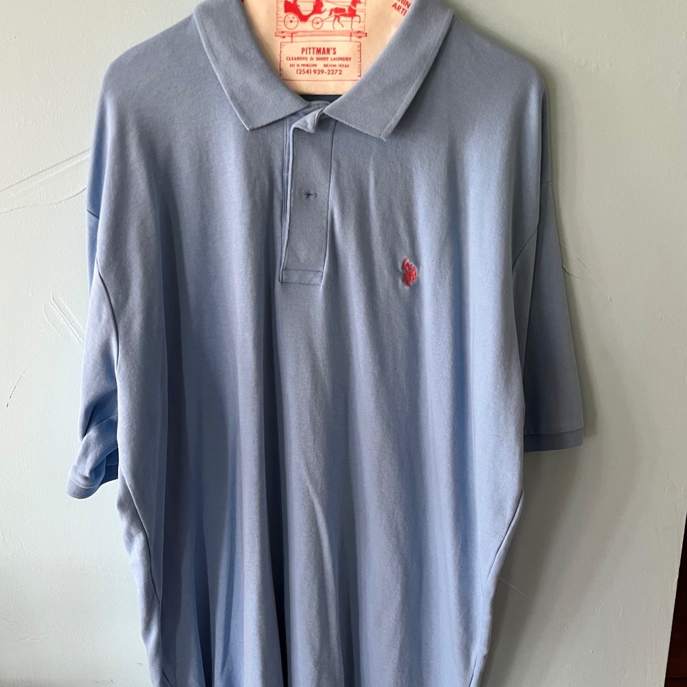 US Polo Assn Mens Polo Shirt Sz XXL Color Baby Blue Pink Embroidery